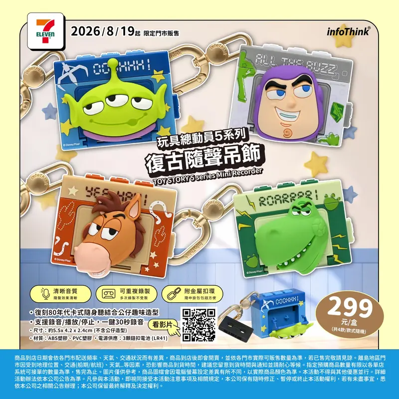 (特)玩具總動員復古隨聲吊飾