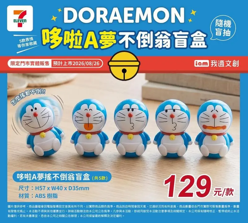哆啦A夢多表情不倒翁公仔盲盒